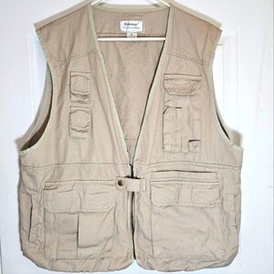 Haleman Vintage Fishing Vest Cotton Outdoors Sporty Khaki XL Pockets Tactical